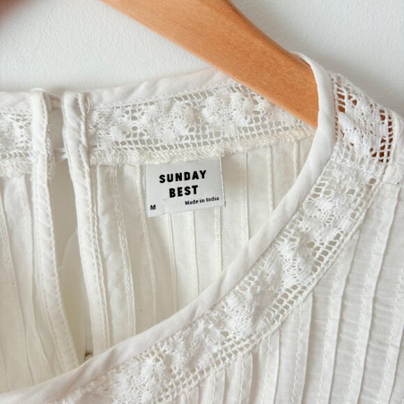 Aritzia Sunday Best Jadie Blouse Puff Sleeve White Ecru Size Medium - Picture 7 of 8